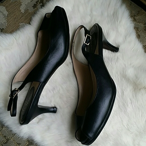 Cole Haan Shoes - ✔Black Leather Peep Toe Slingback Nike air pumps